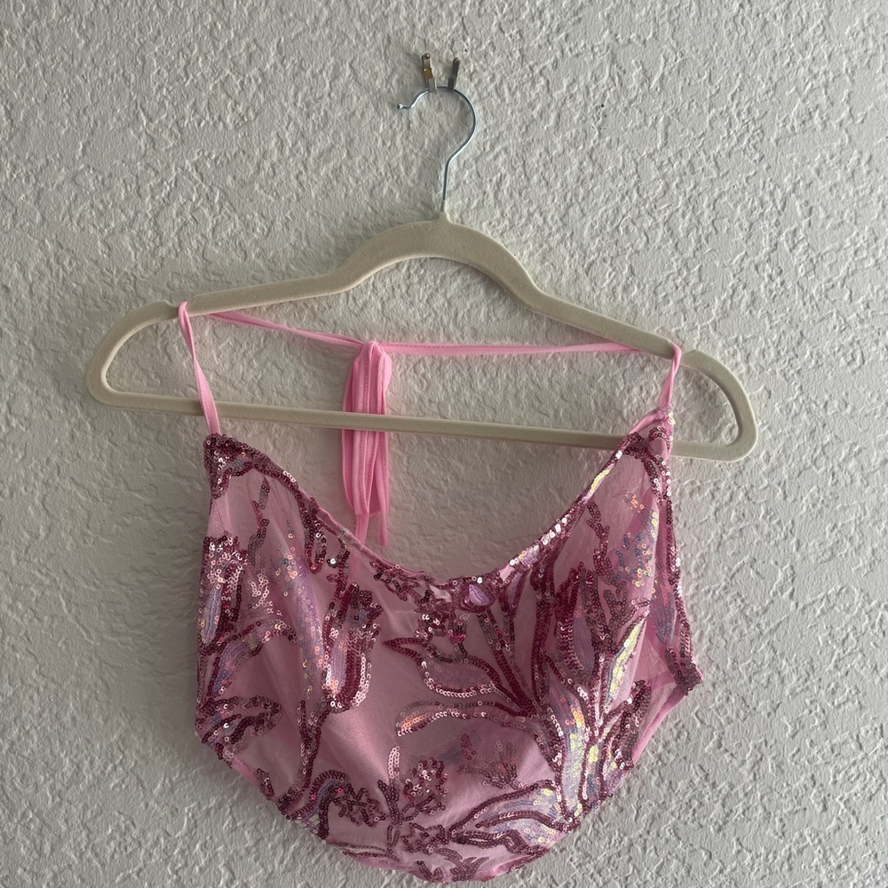 PrettyLittleThing Pink Sequin Bandeau